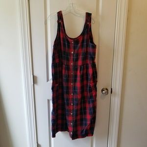 Sz 22/24w red plaid jumper/ dress, EUC